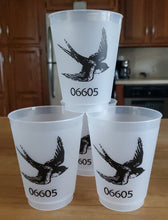 Load image into Gallery viewer, Barn Swallow Black Rock CT Zip-Code Reusabke Roadie Cups (Set of Four)