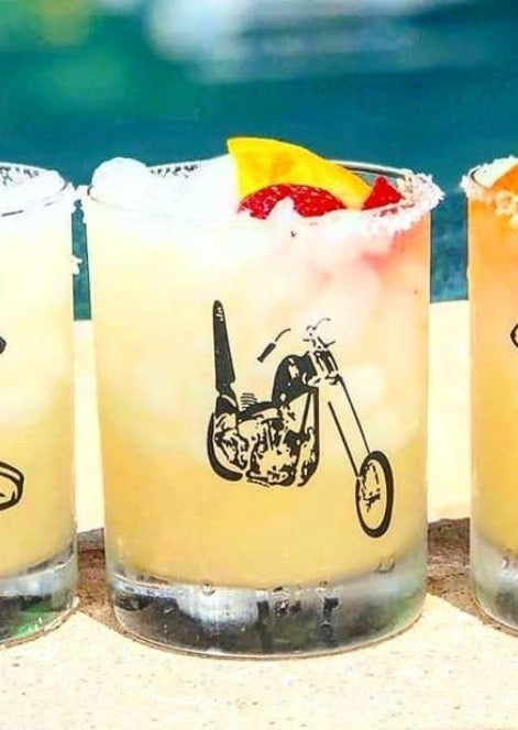 Chopper Motorcycle 14oz. Double Old-Fashioned Glassware (Set of Two)