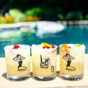 Chopper Motorcycle 14oz. Double Old-Fashioned Glassware (Set of Two)