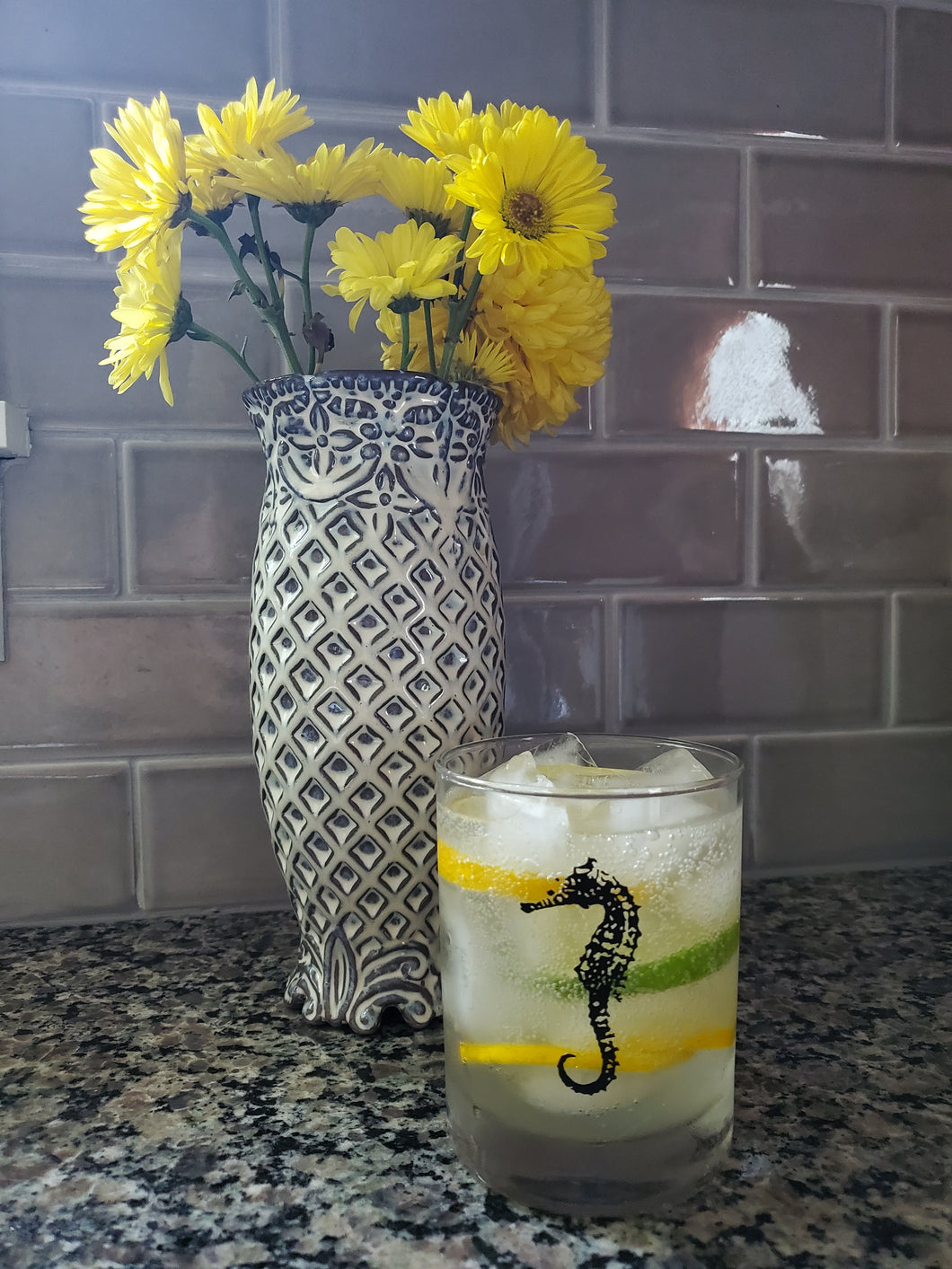 Seahorse 14oz. Double Old-Fashioned Glassware (Set of Two)