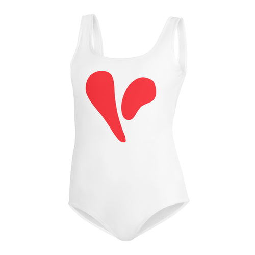 Two Parts One Heart Red Big Kids Swimsuit